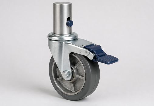 Scaffold caster wheels for aluminum scaffold towers